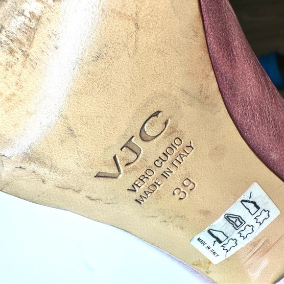 VERSACE JEANS COUTURE PURPLE LEATHER HEELS VJC BY VERSACE PUMPS MADE IN ITALY 39 - Picture 14 of 17
